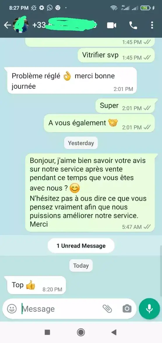 Avis client WhatsApp PIPTV24 - Service au top